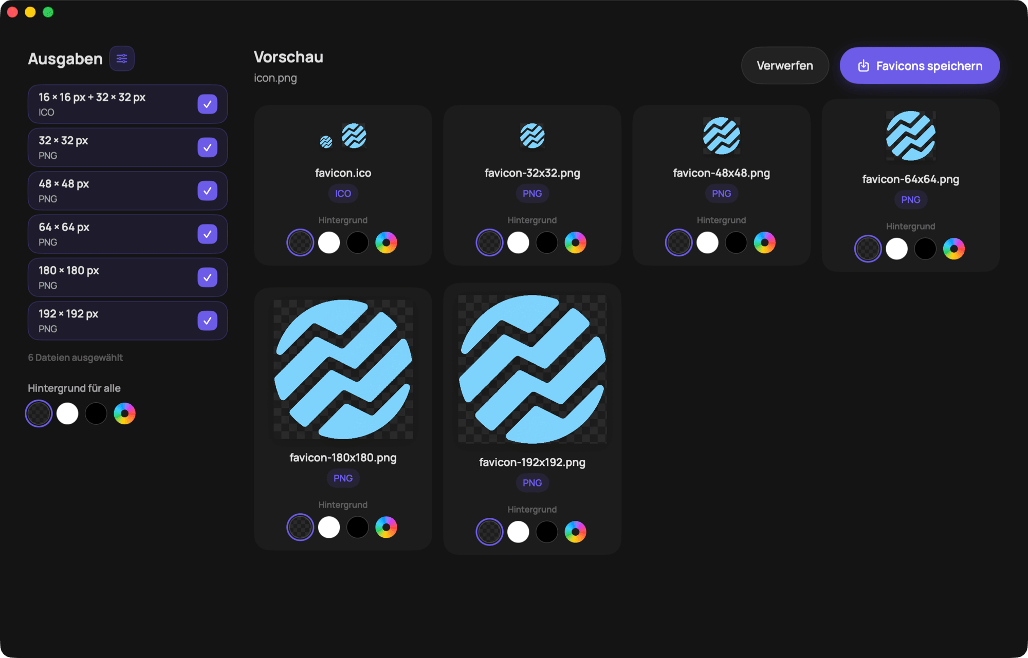 Faviset App-Vorschau