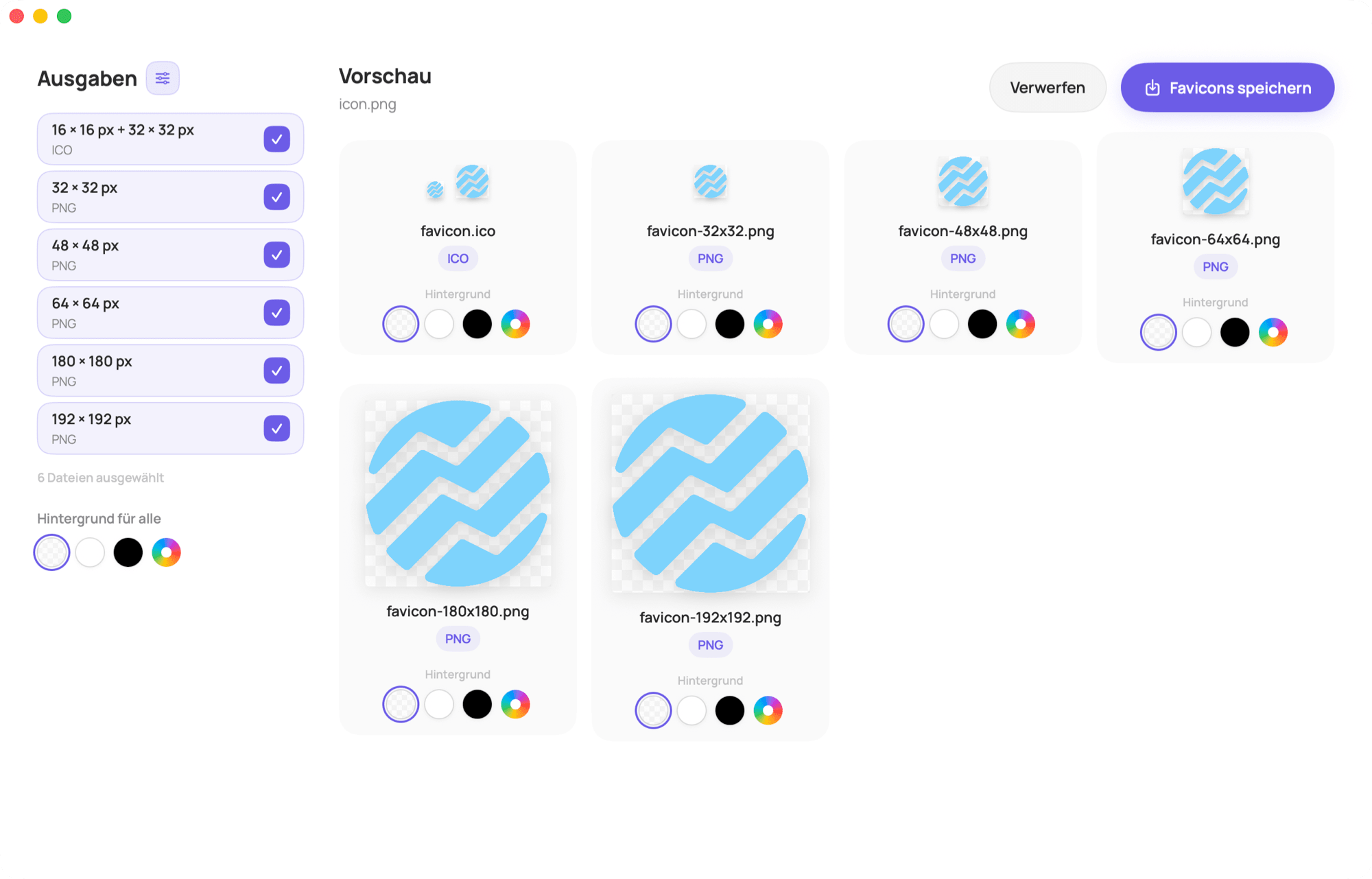 Faviset App-Vorschau